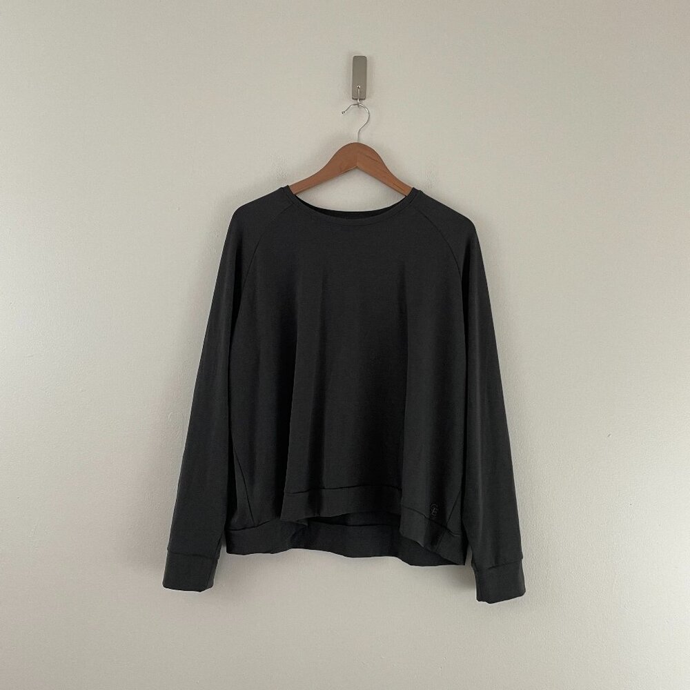 Cozy Earth Brushed Bamboo Pullover Crew Top in Charcoal Size XXXL